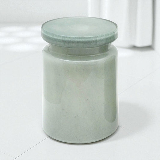 Gray Green Molded Glass Stool
