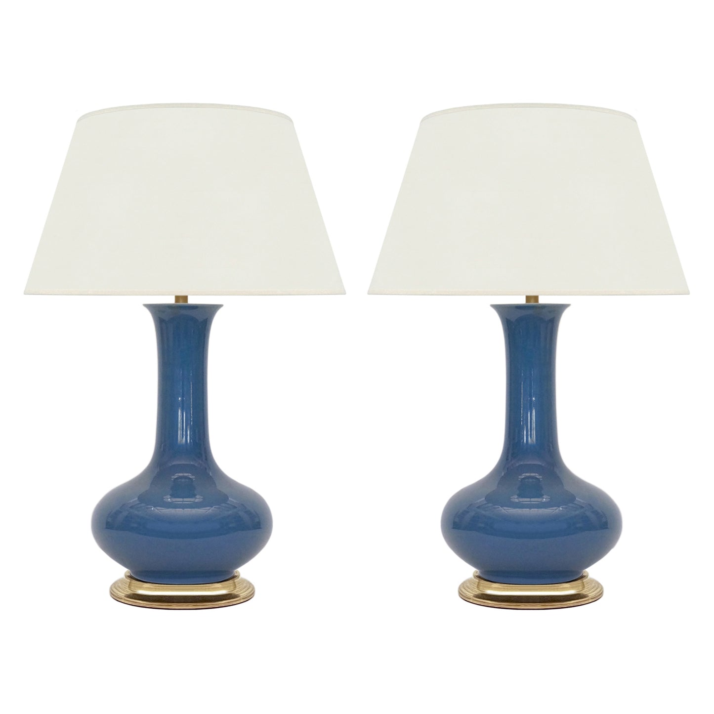 Pair of Blue Ceramic Lamps