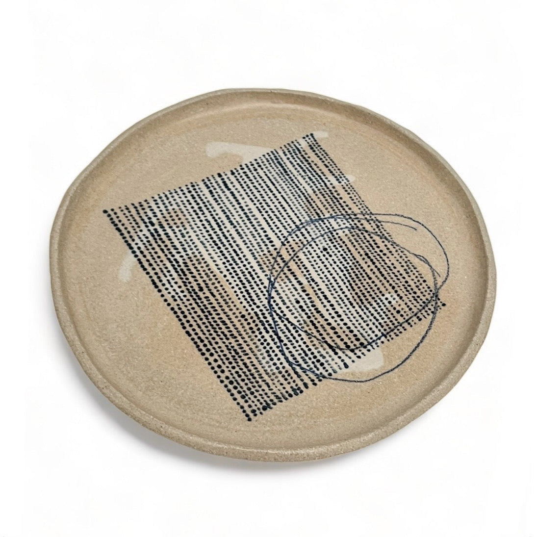 Stoneware Plate with Abstract Motif