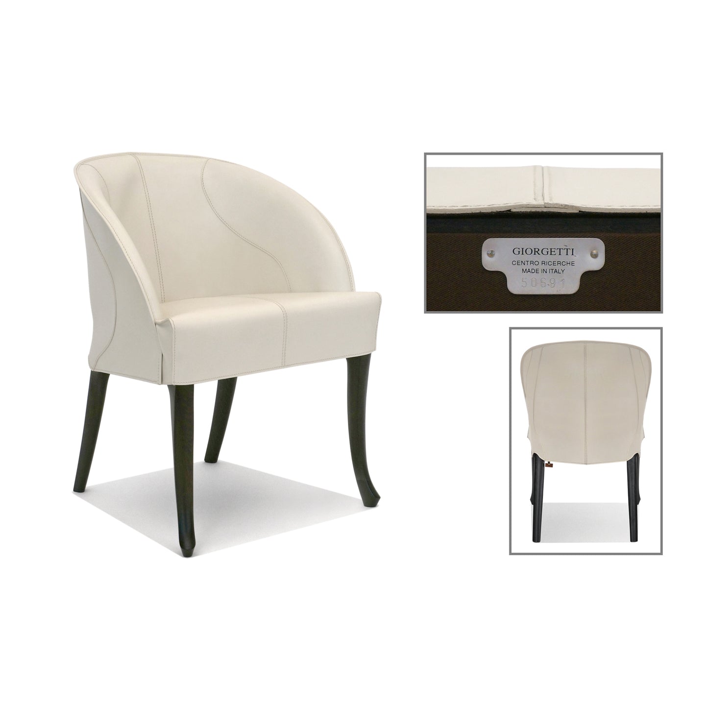 White Leather Giorgetti Side Chair