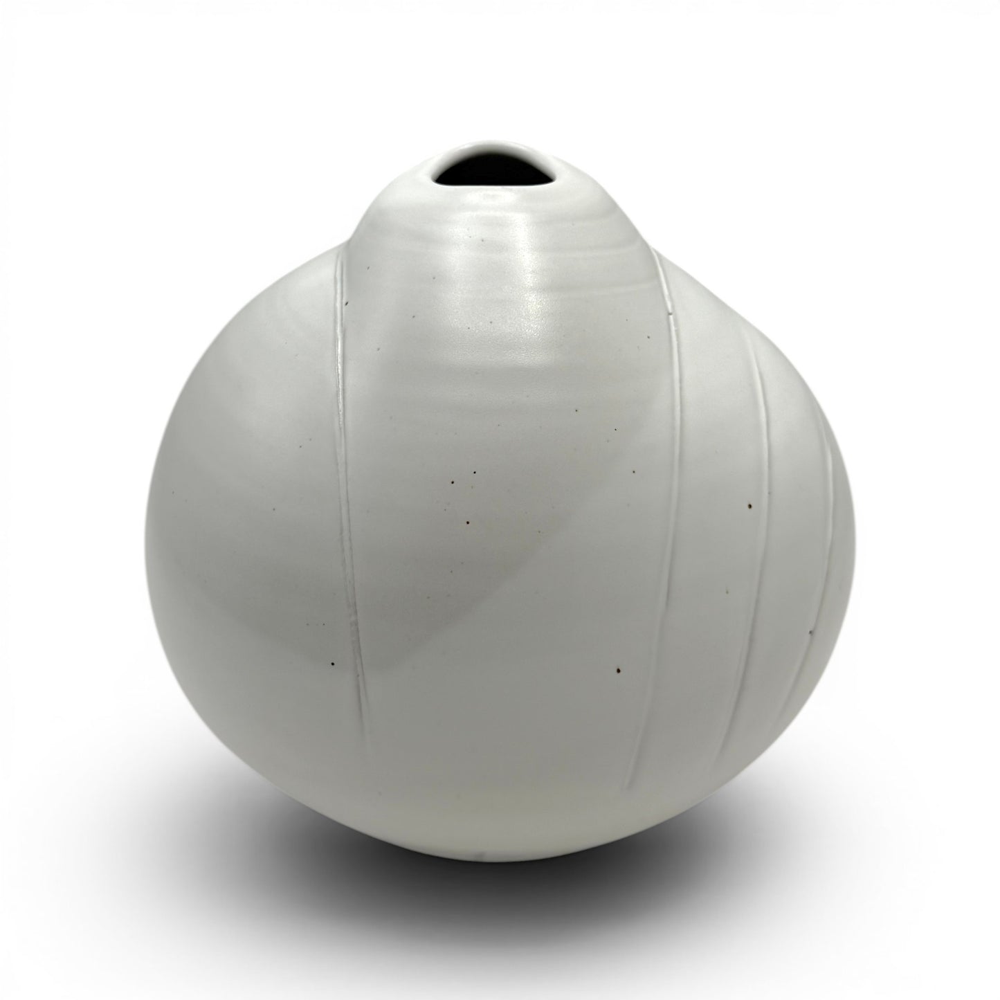 Round White Stoneware Vase