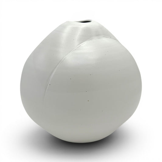 Round White Stoneware Vase