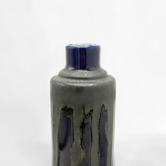 French Blue and Black Ceramic Vase