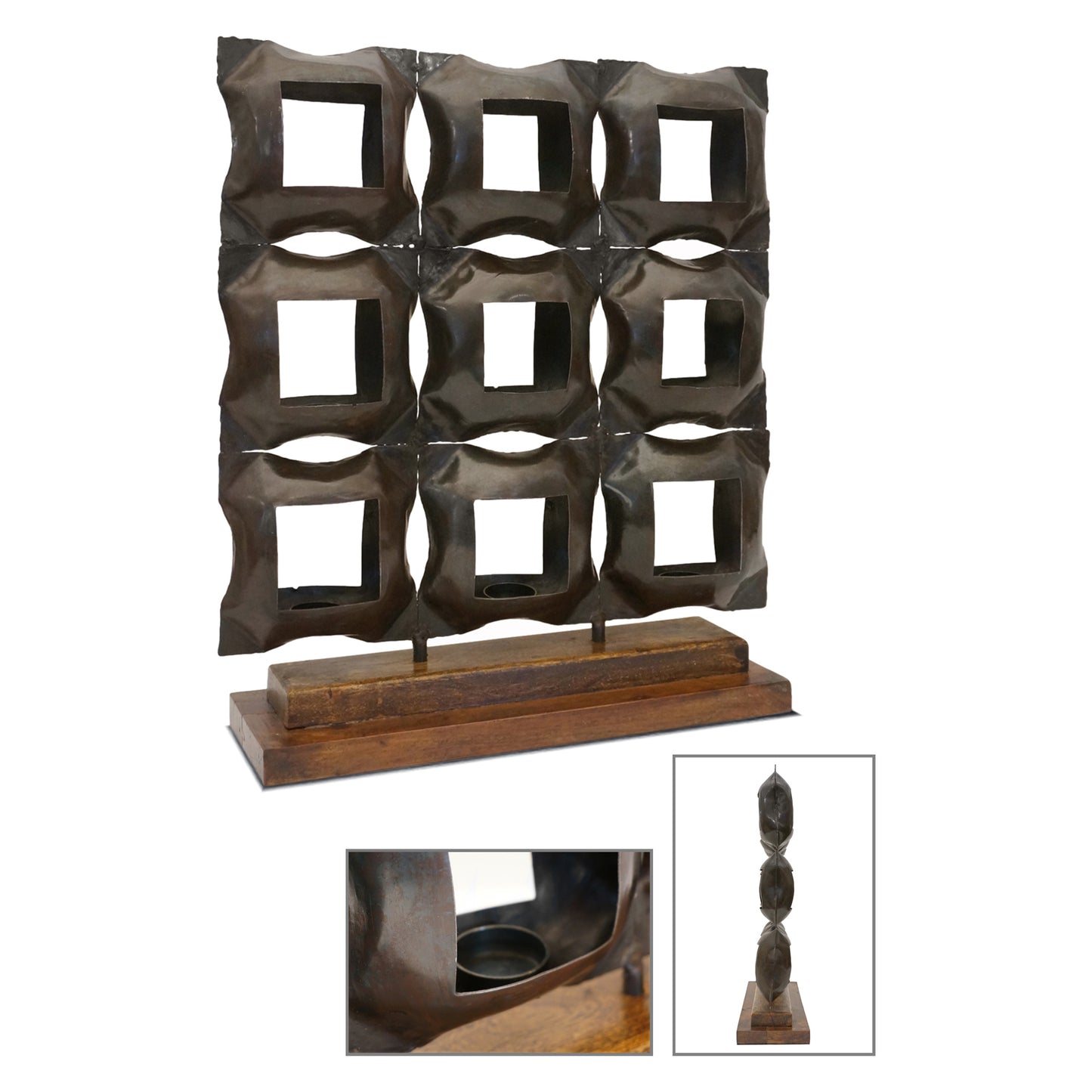 Metal and Wood Candle Holder