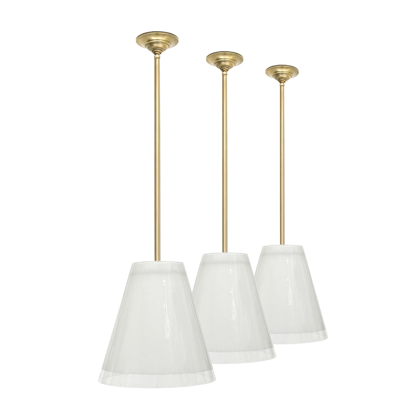 Set of Three Glass Pendant Lights