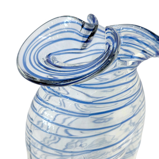 Figural Clear and Blue Glass Vase