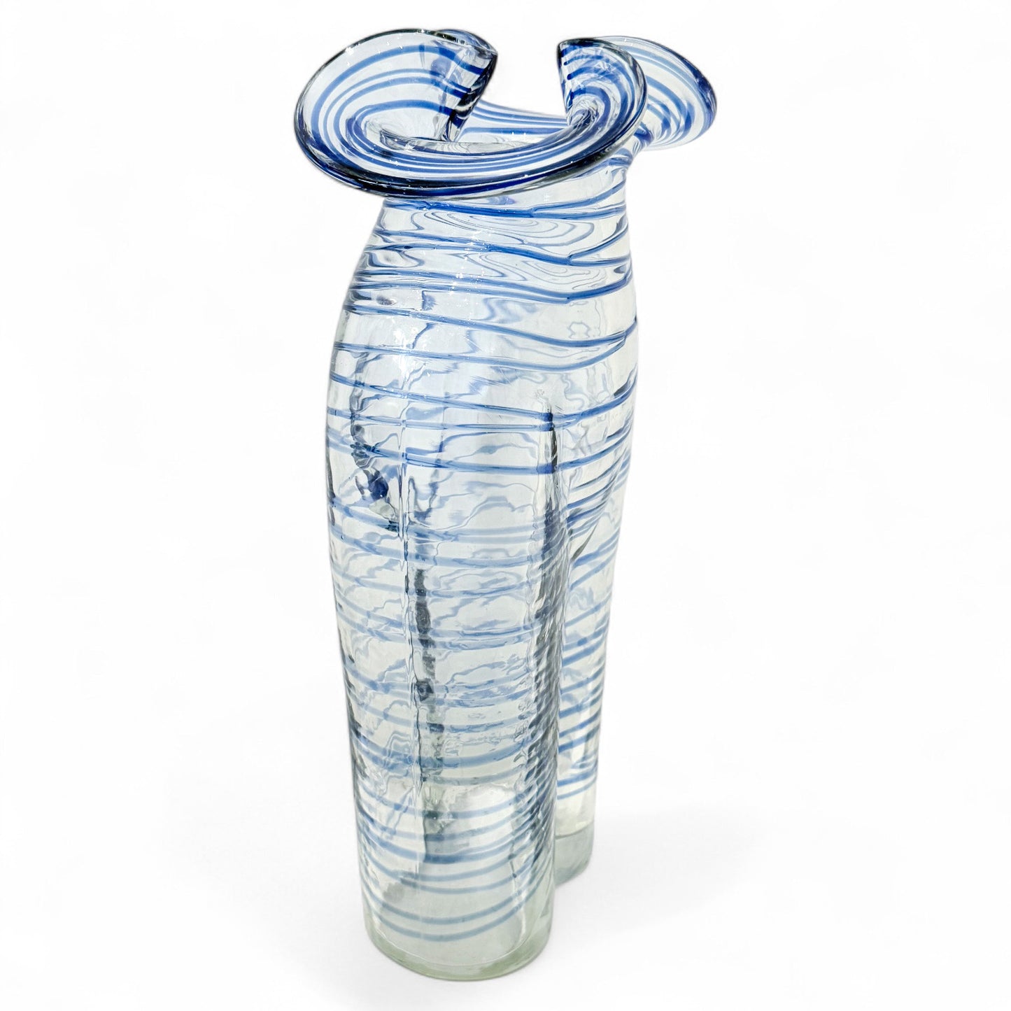 Figural Clear and Blue Glass Vase