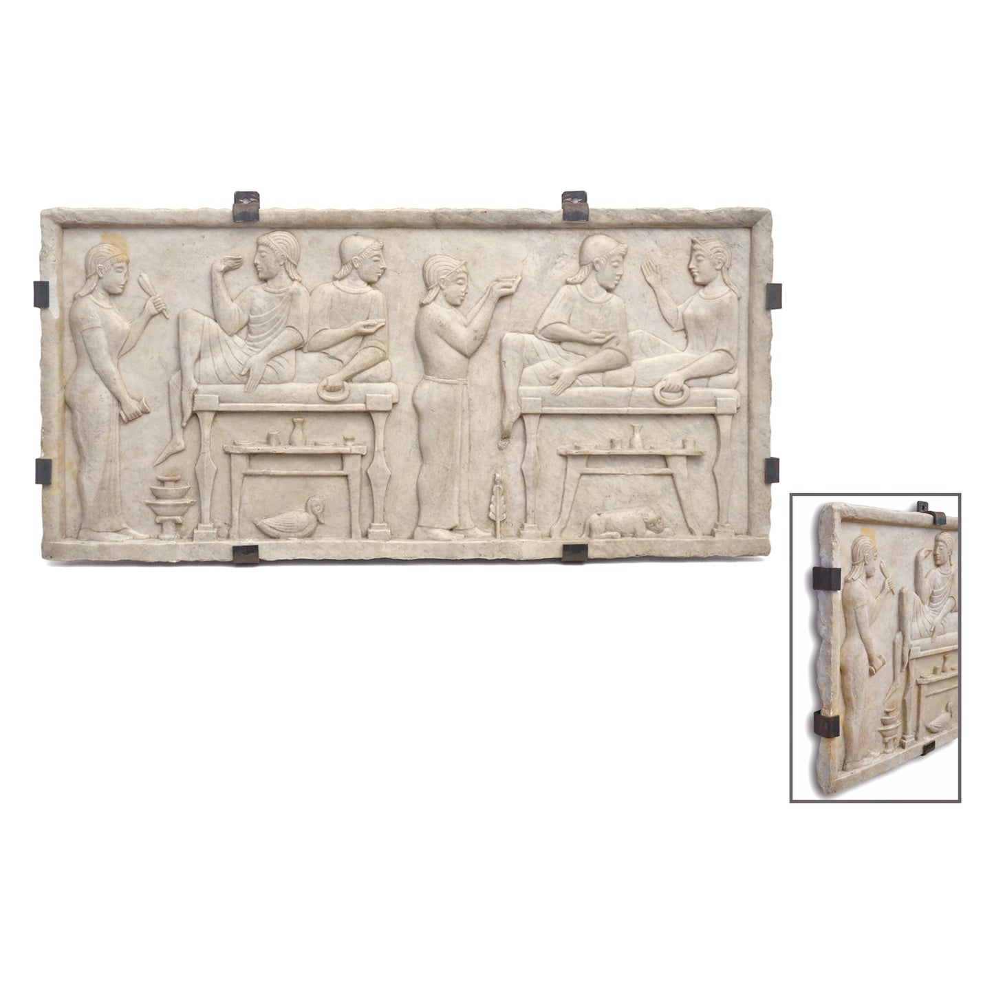 Italian Carved Marble Bas Relief Frieze