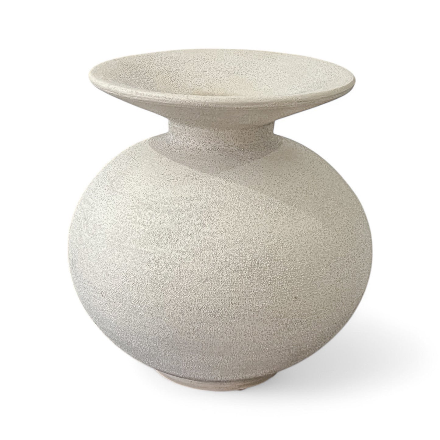 Round Beige Textured Vase by Peter Jesse