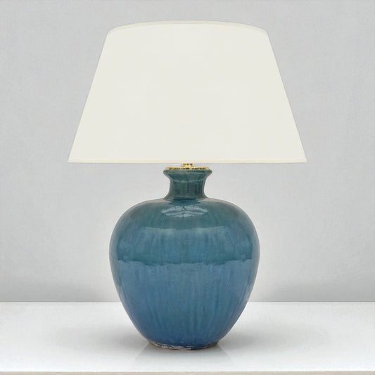 Blue Stoneware Table Lamp