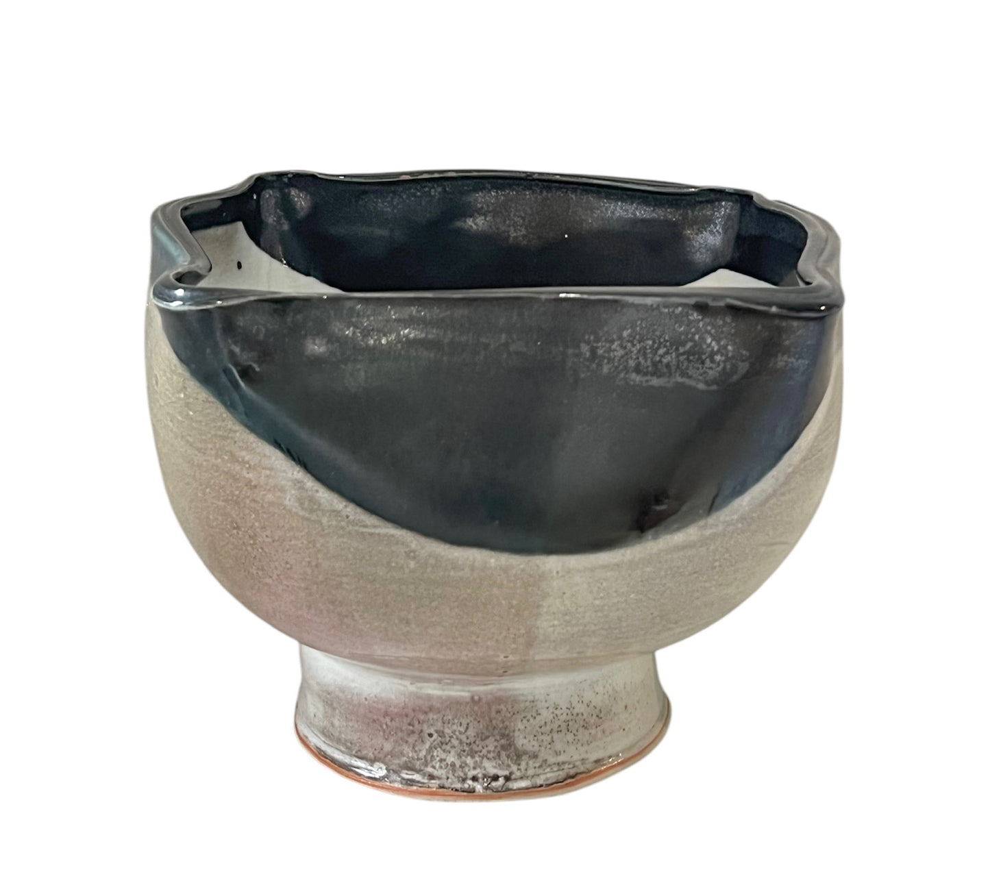 Handmade White Stoneware Pedestal Bowl