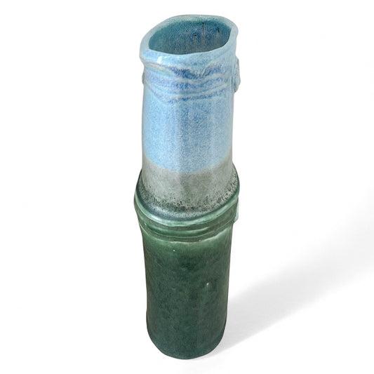Hand Built Blue & Green Studio Pottery Vase