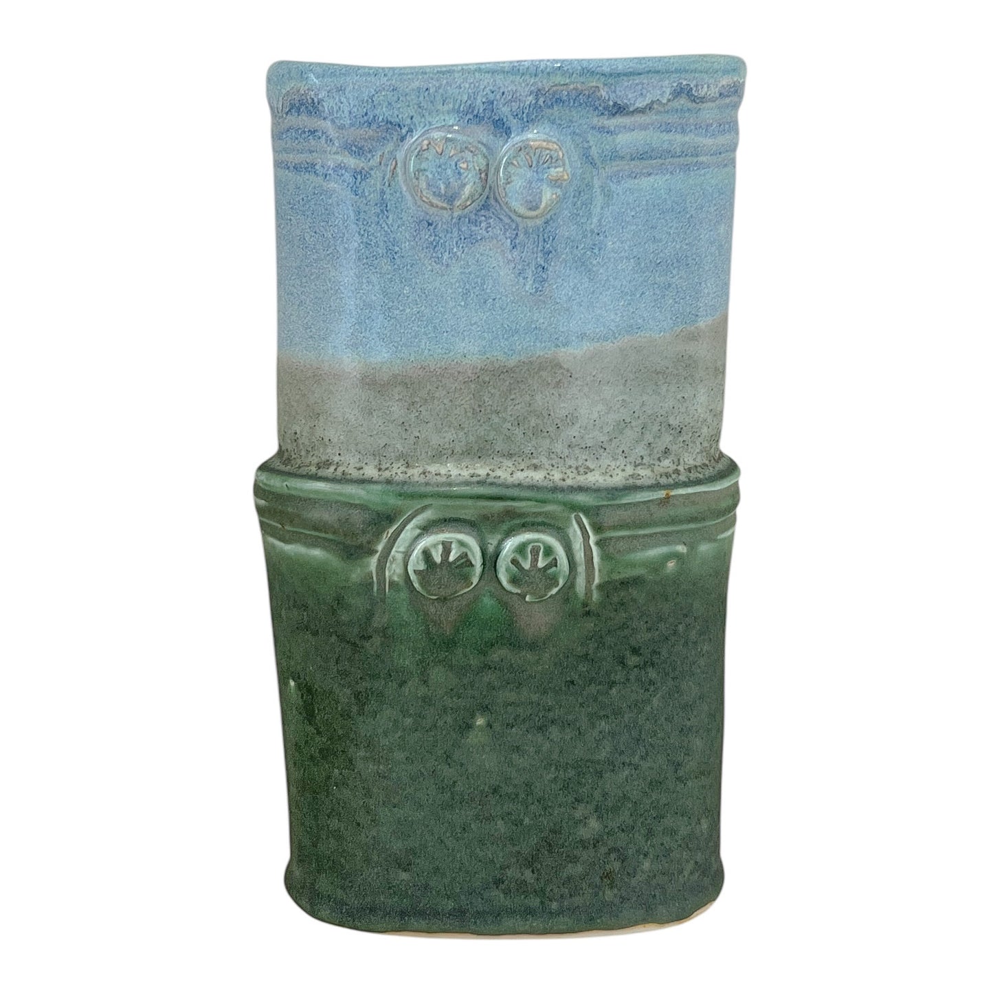 Hand Built Blue & Green Studio Pottery Vase