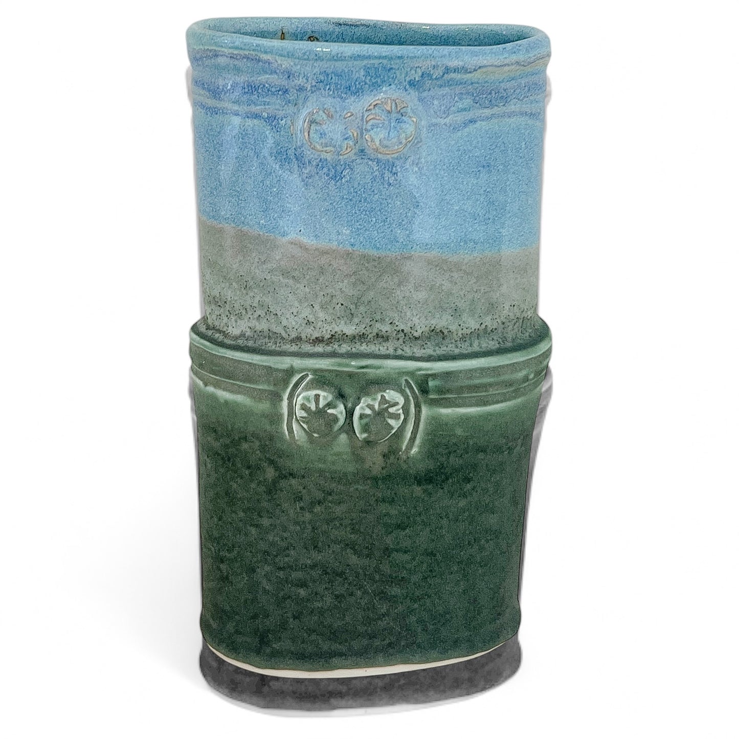Hand Built Blue & Green Studio Pottery Vase