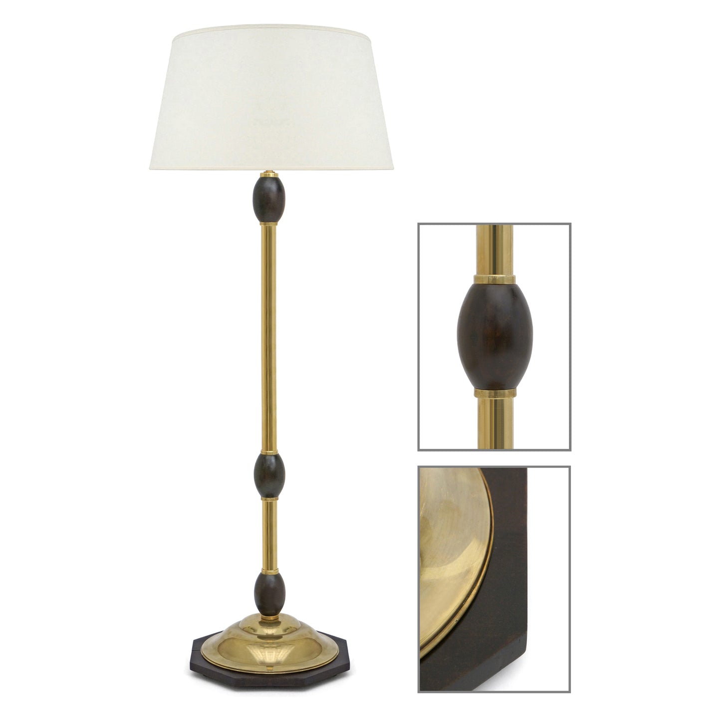 Wood and Brass Standing Lamp
