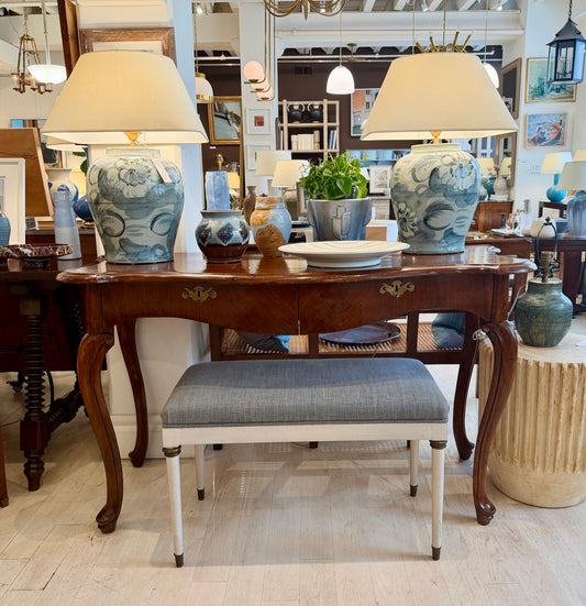 Pair of White Painted Wood Benches