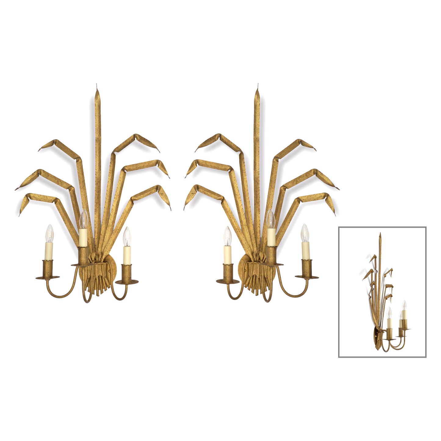 Pair of Gilt Iron Wall Sconces