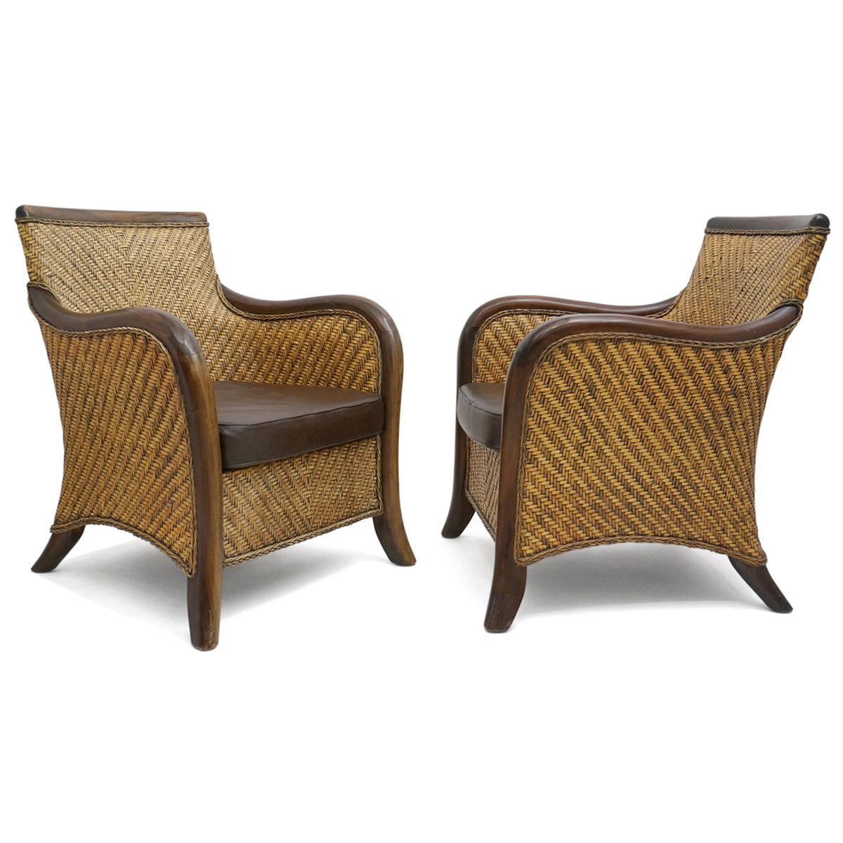Vintage Woven Rattan Armchairs