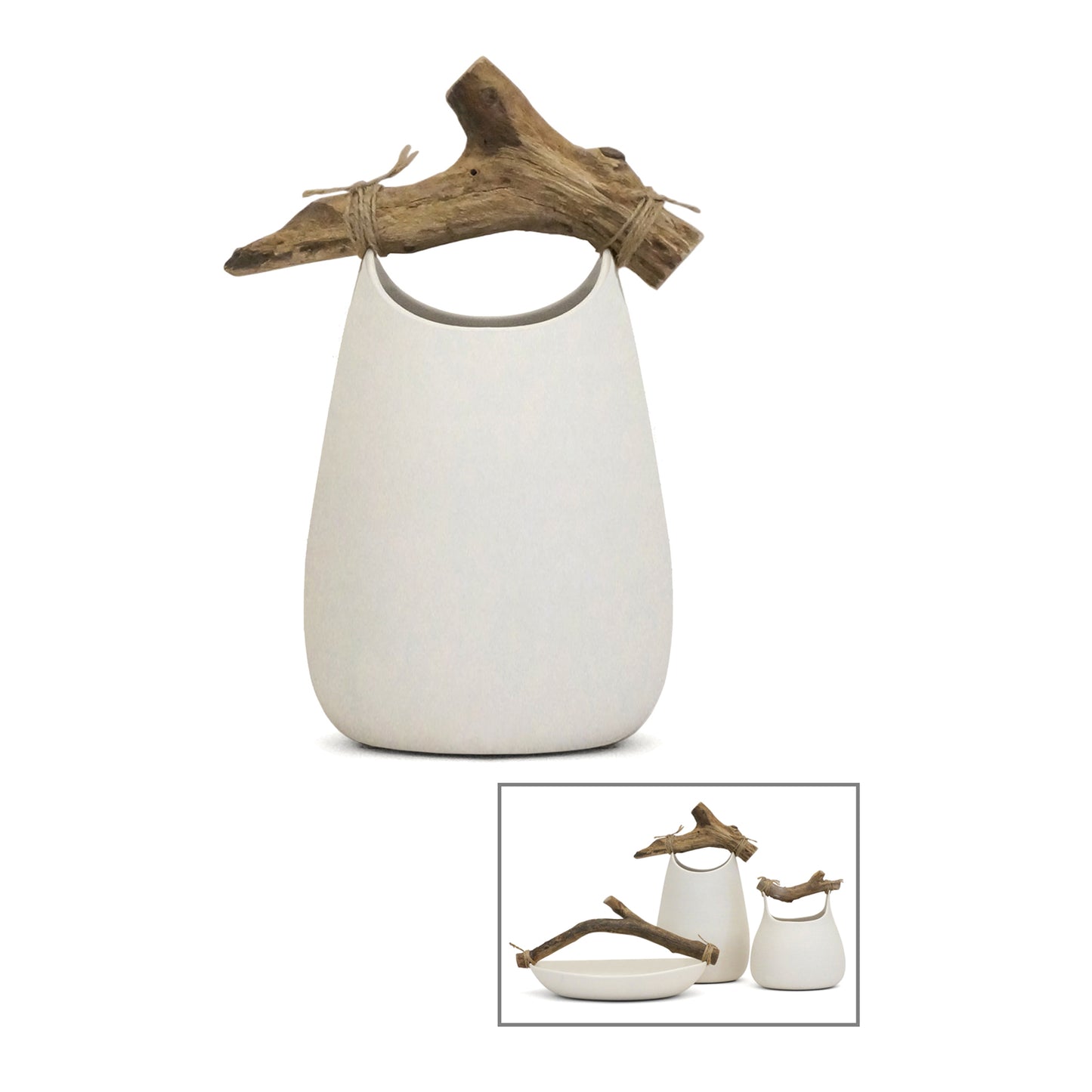 Porcelain Vessel with Branch Handle