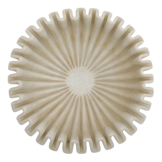 Carved Folded White Marble Bowl