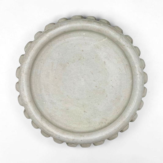 Round Marble Bowl with Beaded Rim