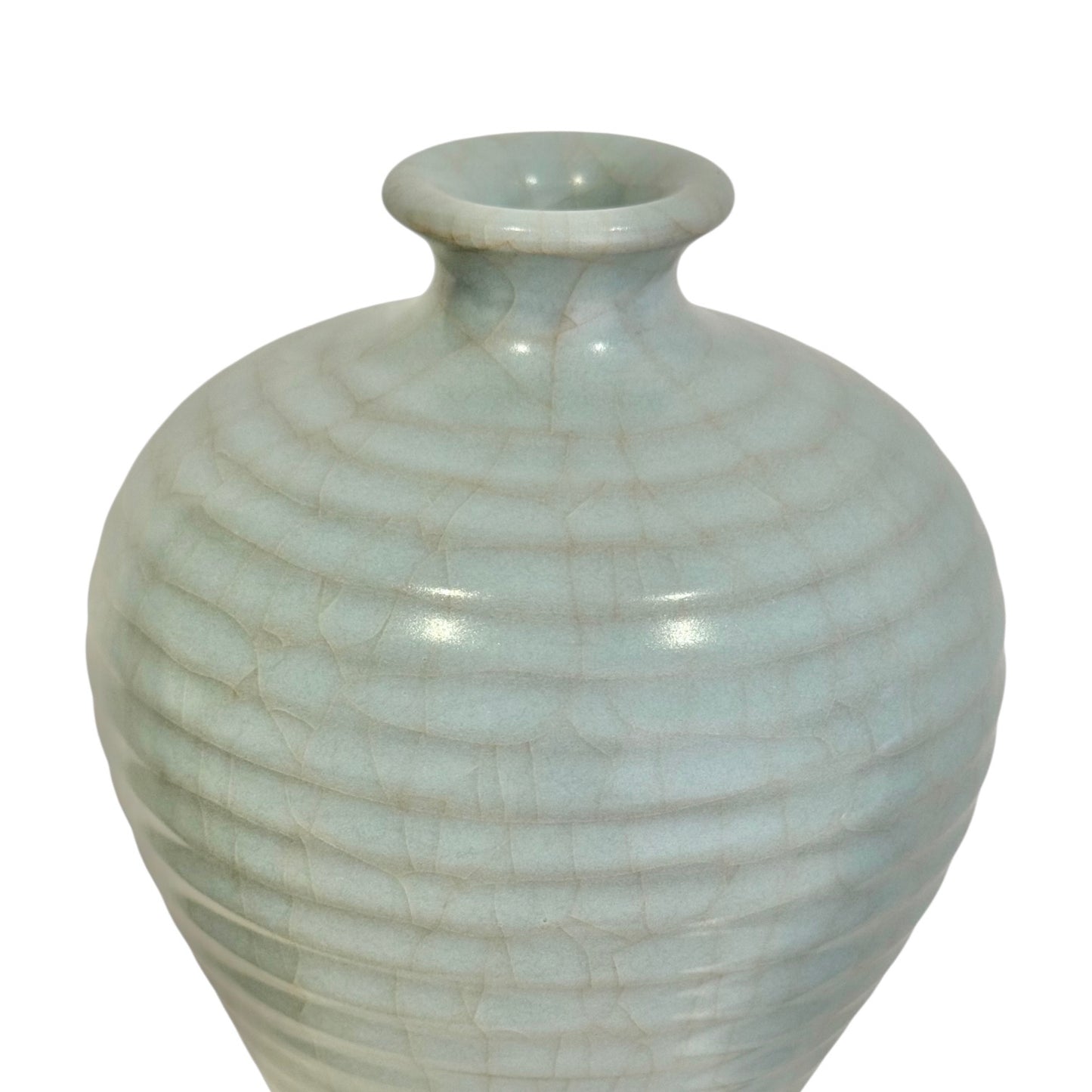Ribbed Celadon Crackle Glaze Vase