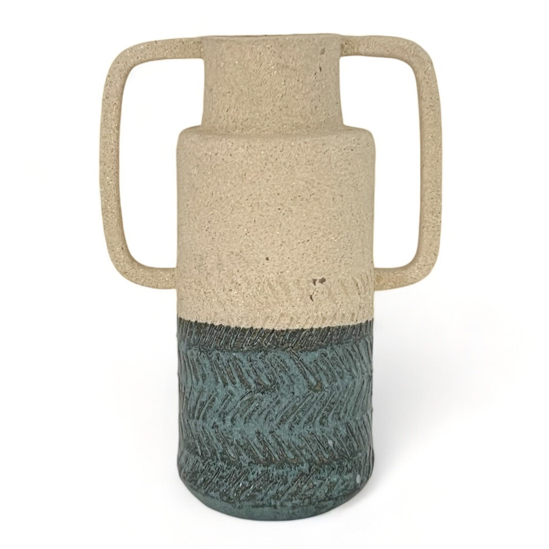 Stoneware Vase with Blue Base