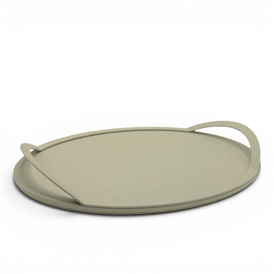 Light Green Oval Leather Tray