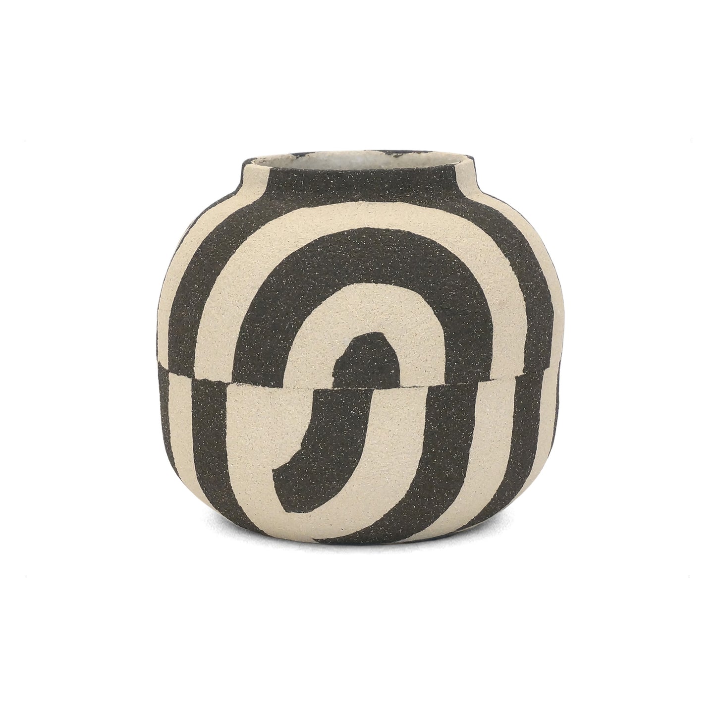 Black and Tan Stoneware Vase