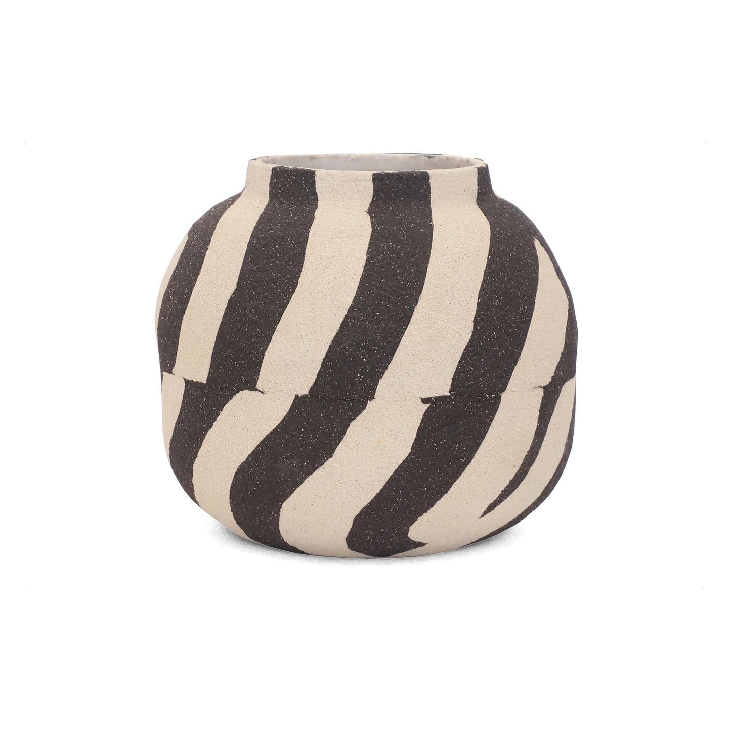 Black and Tan Stoneware Vase