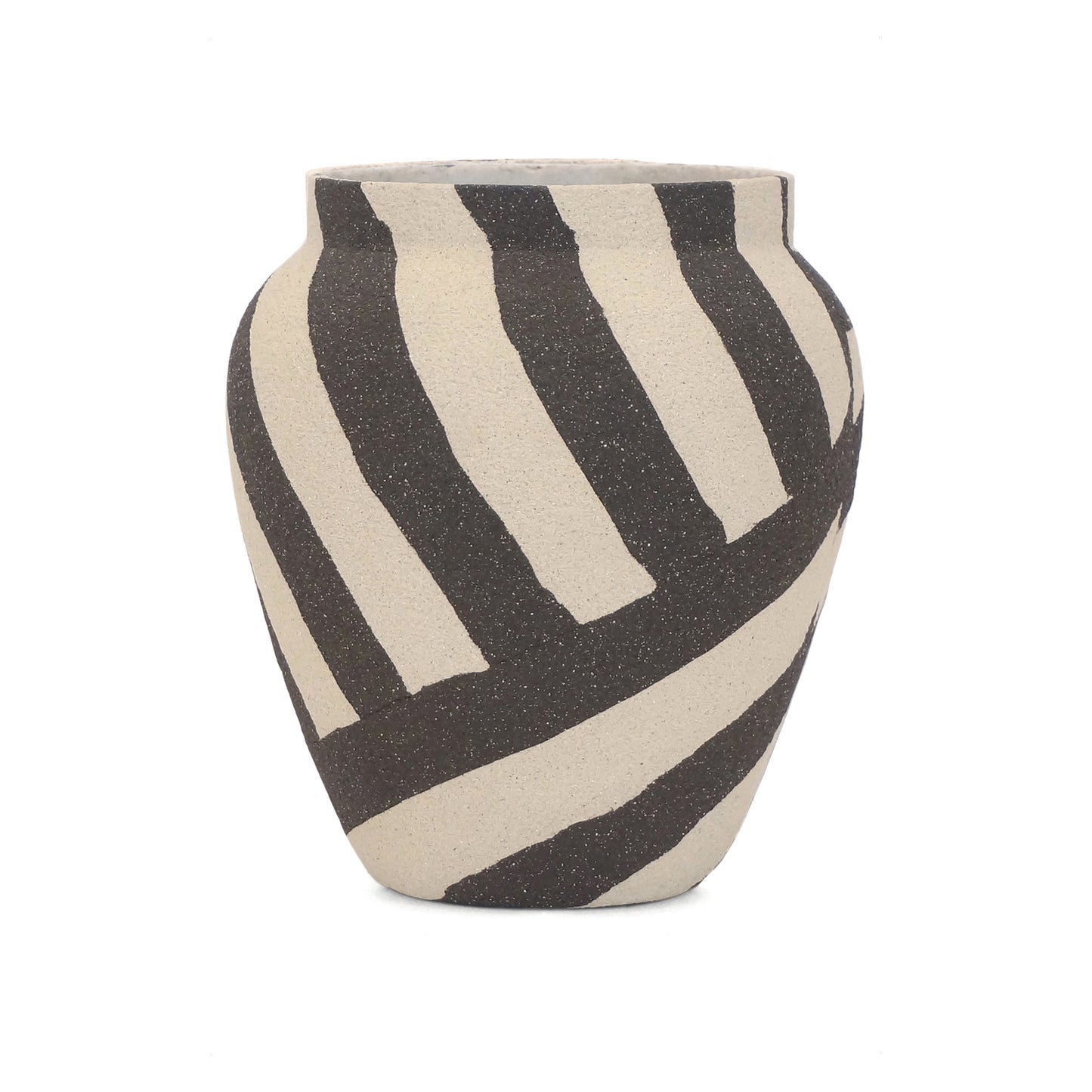 Black and Tan Stoneware Vase