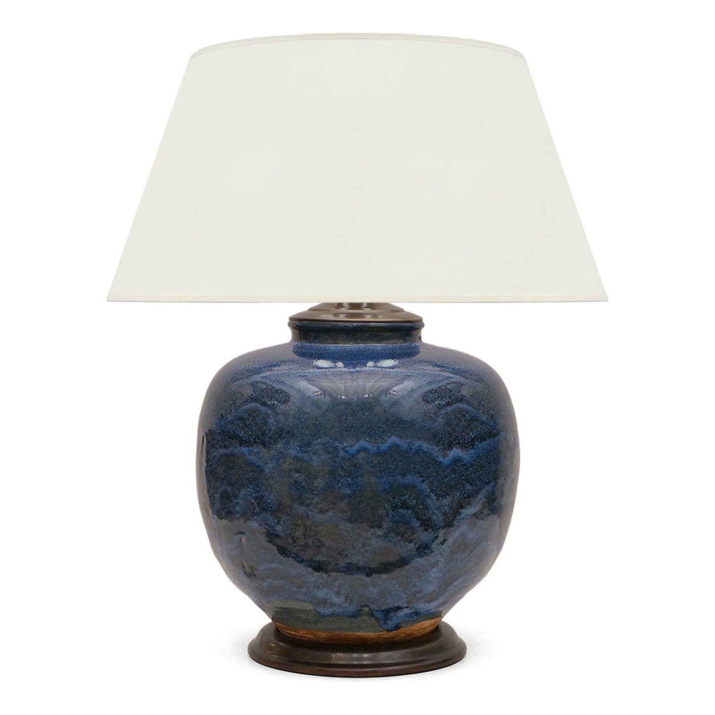 Large French Blue Stoneware Table Lamp