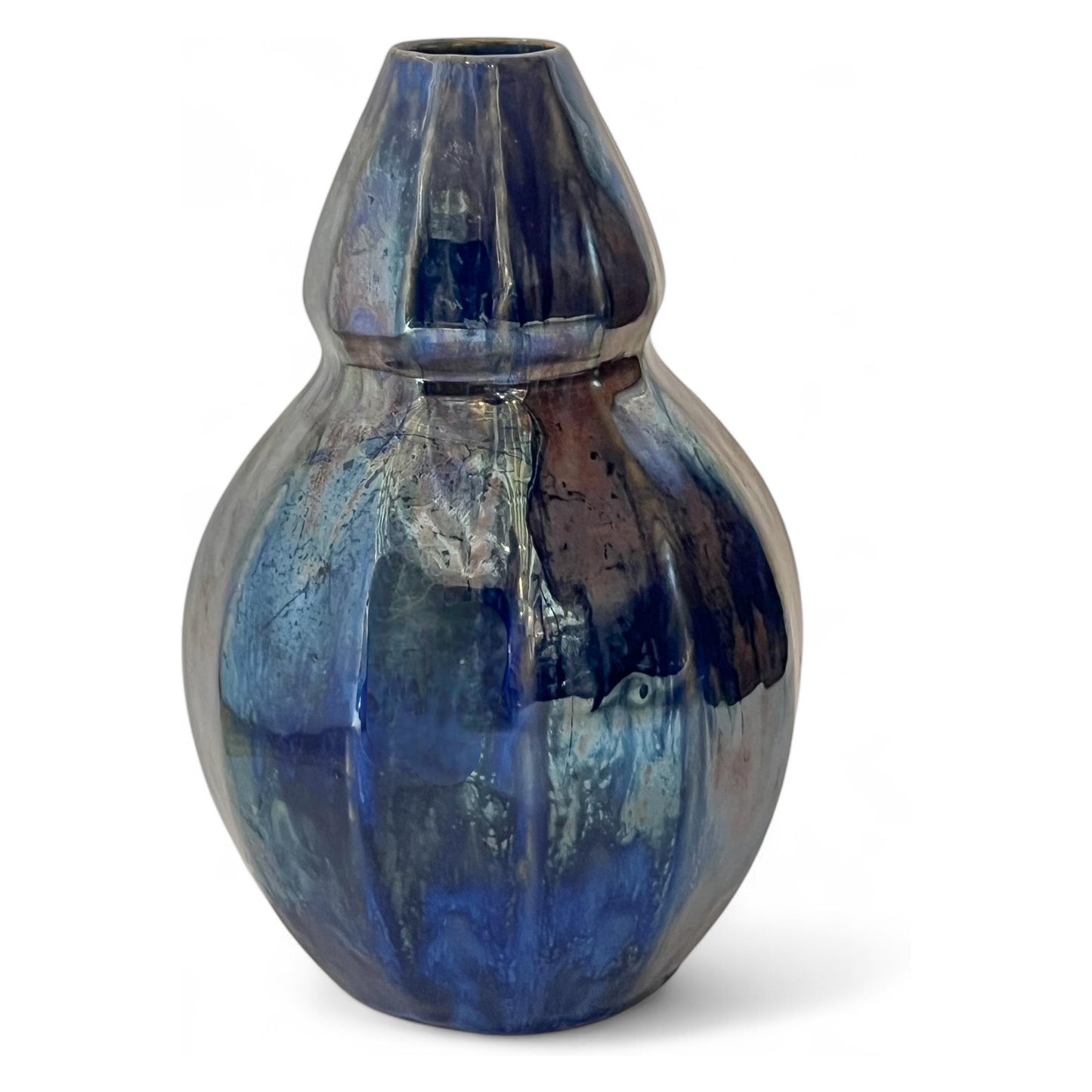 French Blue Iridescent Vase