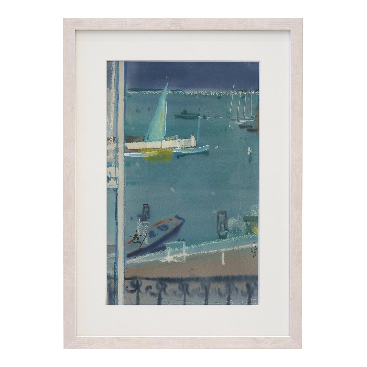 Watercolor Harbor Scene