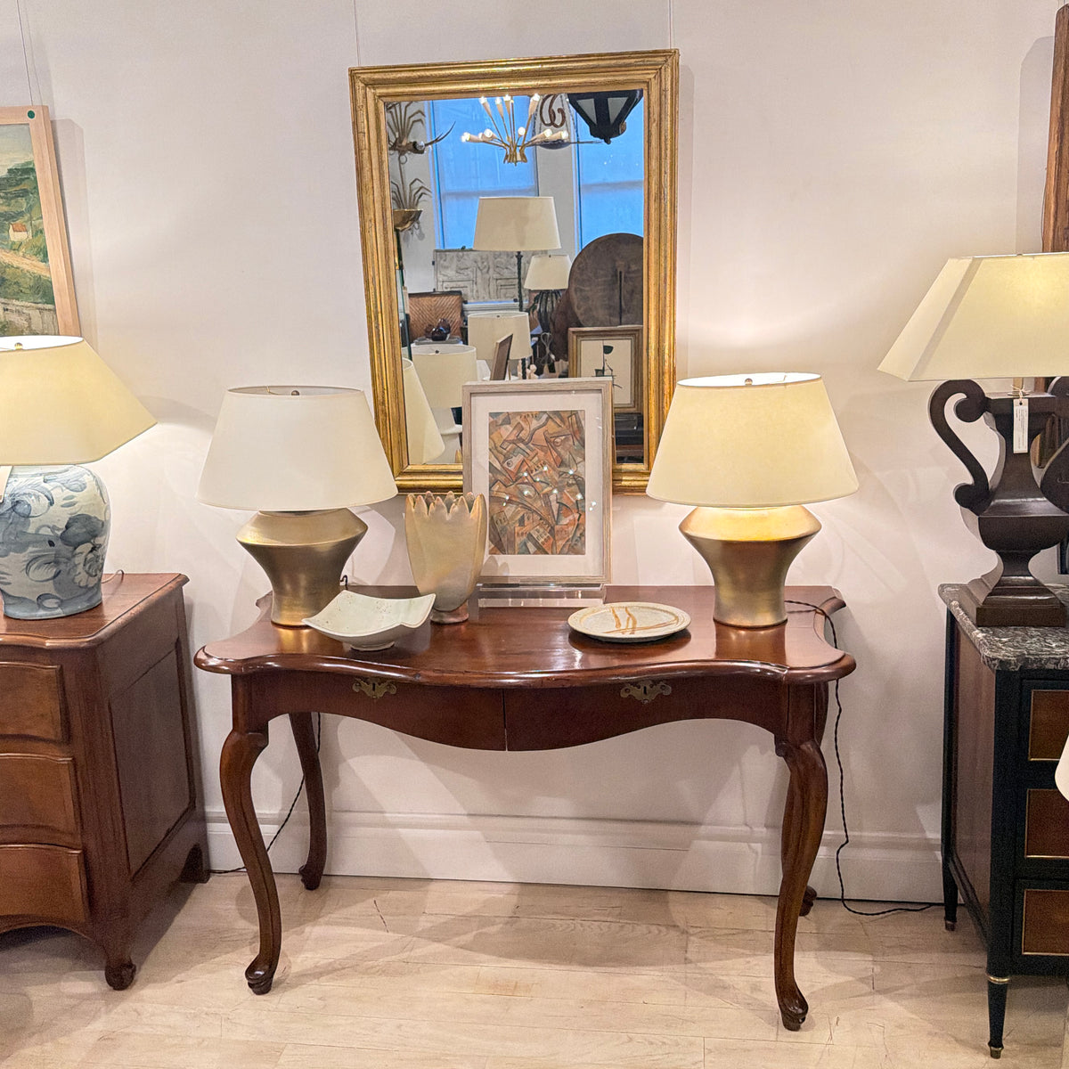 Pair of Gold Glazed Ceramic Table Lamps