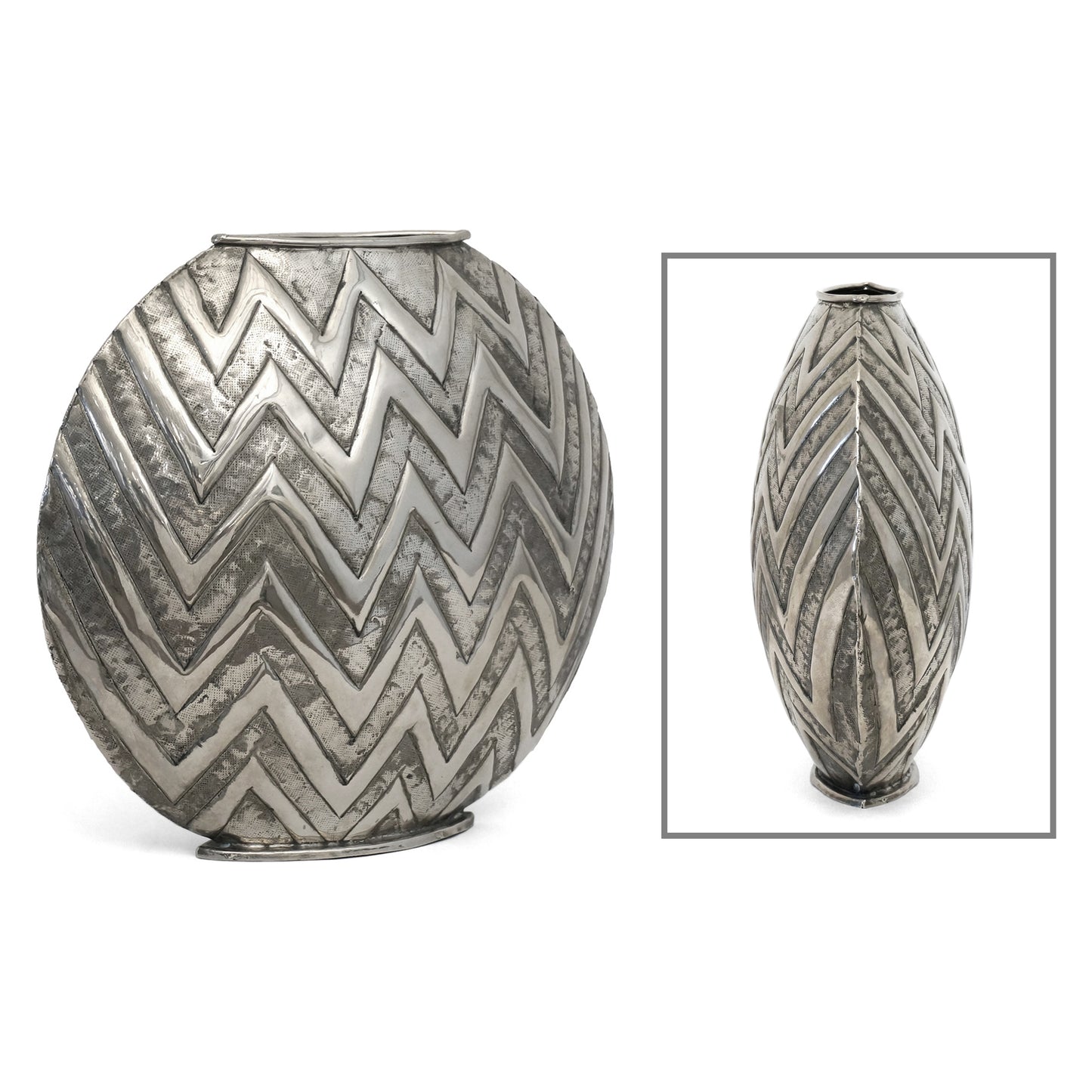 Hammered Silver Metal Vase