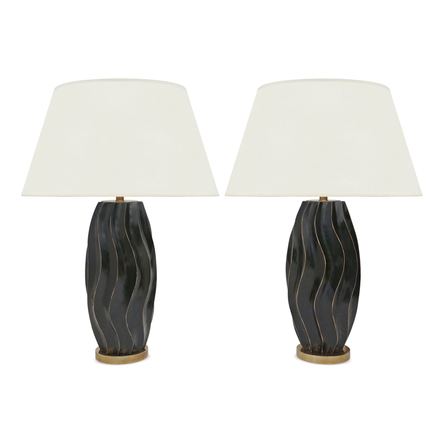 Pair of Carved Wood Lamps