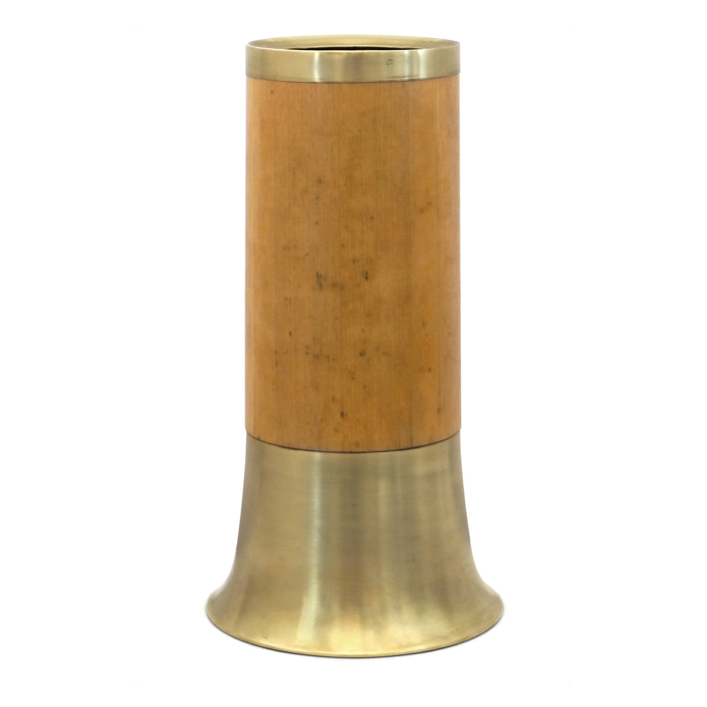 Brass and Oak Veneered Umbrella Stand