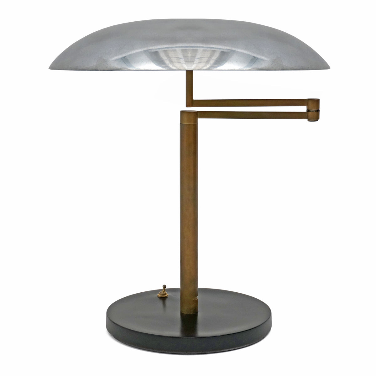 Italian Mid Century Brass and Aluminum Desk Lamp