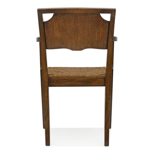 Pair of Oak Armchairs with Rush Seats