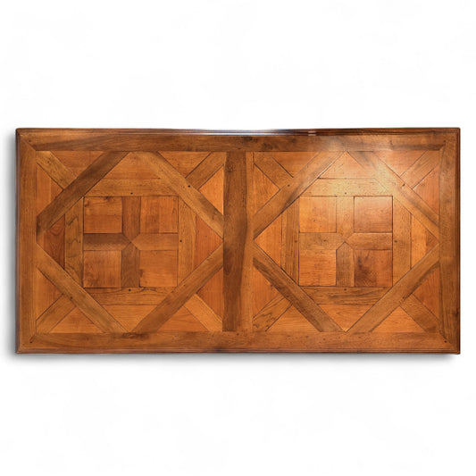 French Iron and Parquet Wood Dining Table