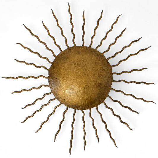 Gilt Iron Sunburst Light Fixture