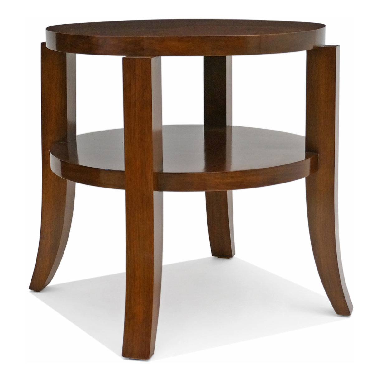 Round Two-Tiered Walnut Side Table