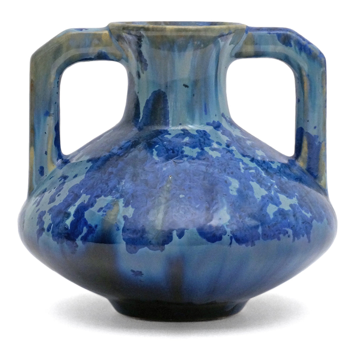 Blue Crystalline Double Handle Vase by Pierrefonds