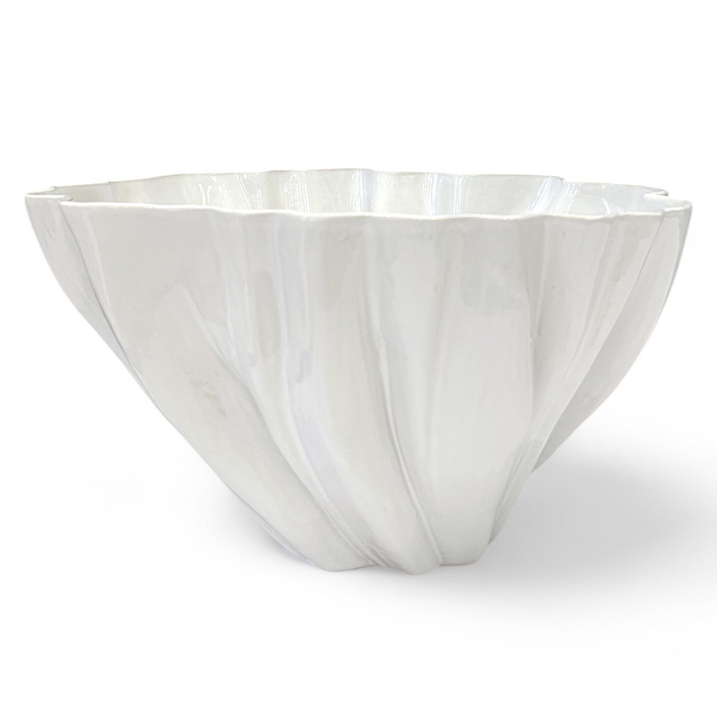 White Ceramic Scallop Rim Bowl by Mobach