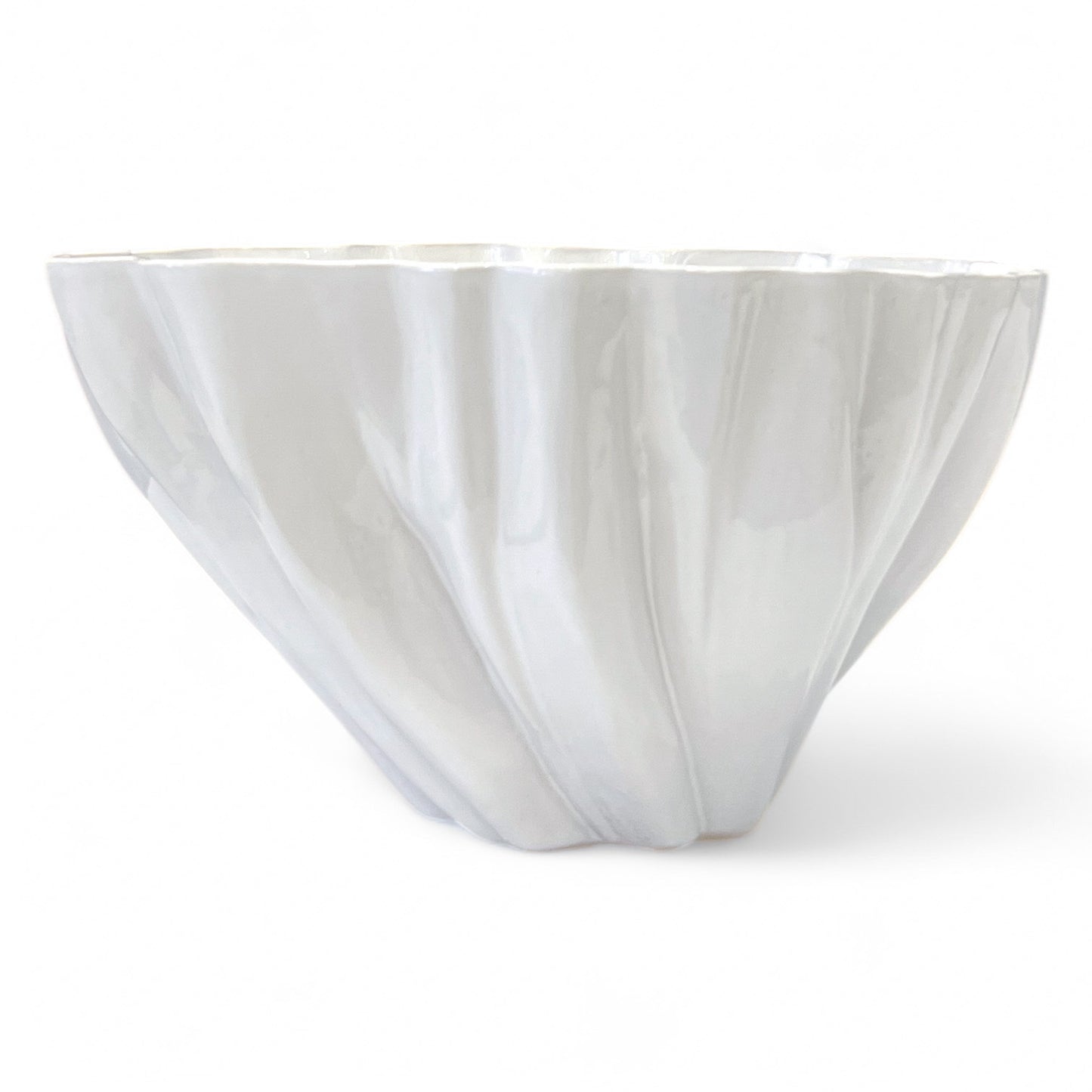 White Ceramic Scallop Rim Bowl by Mobach