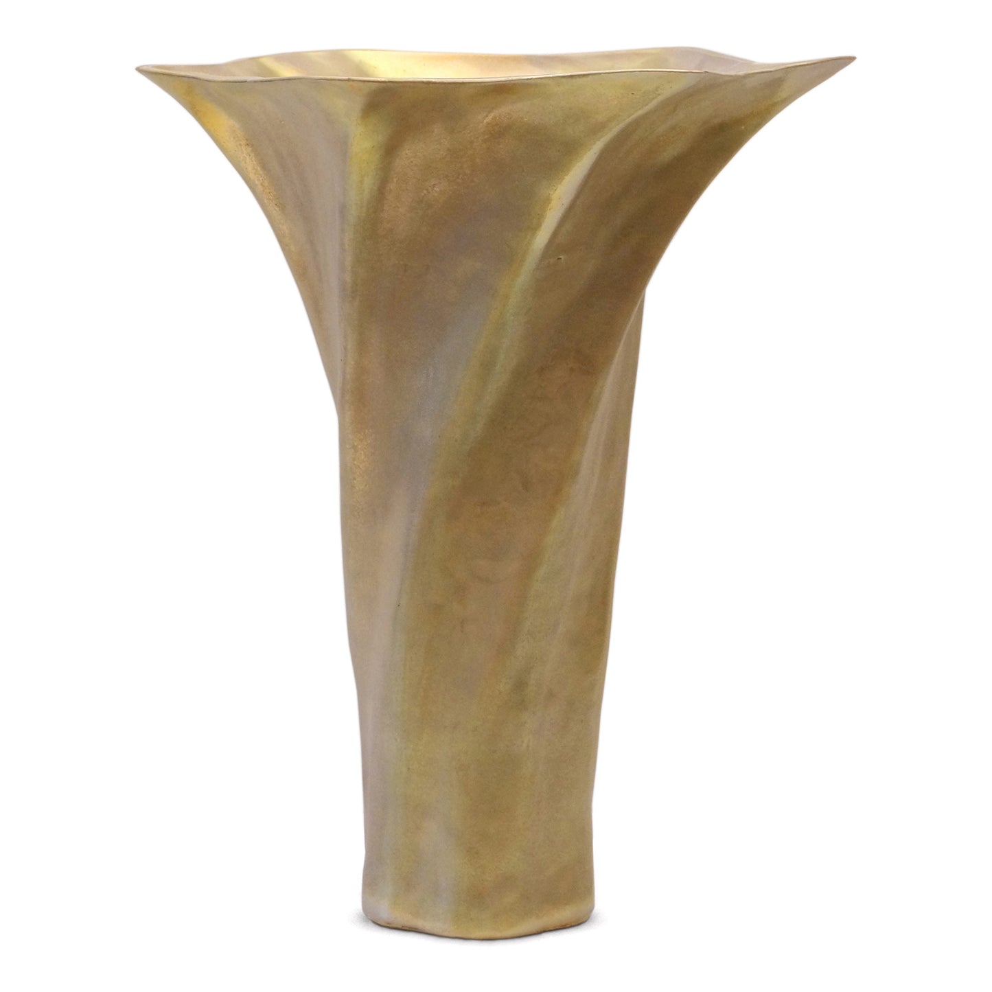 Tall Flared Matte Gold Vase