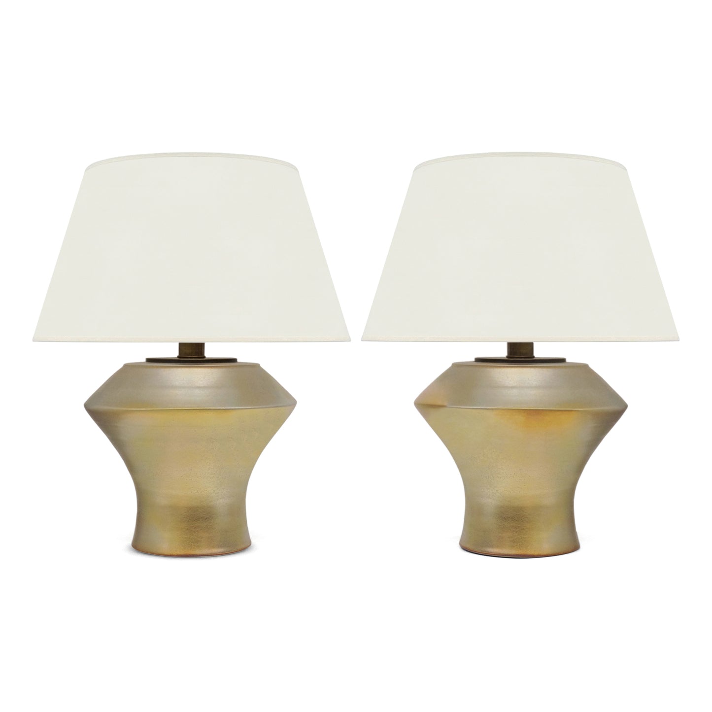 Pair of Gold Glazed Ceramic Table Lamps