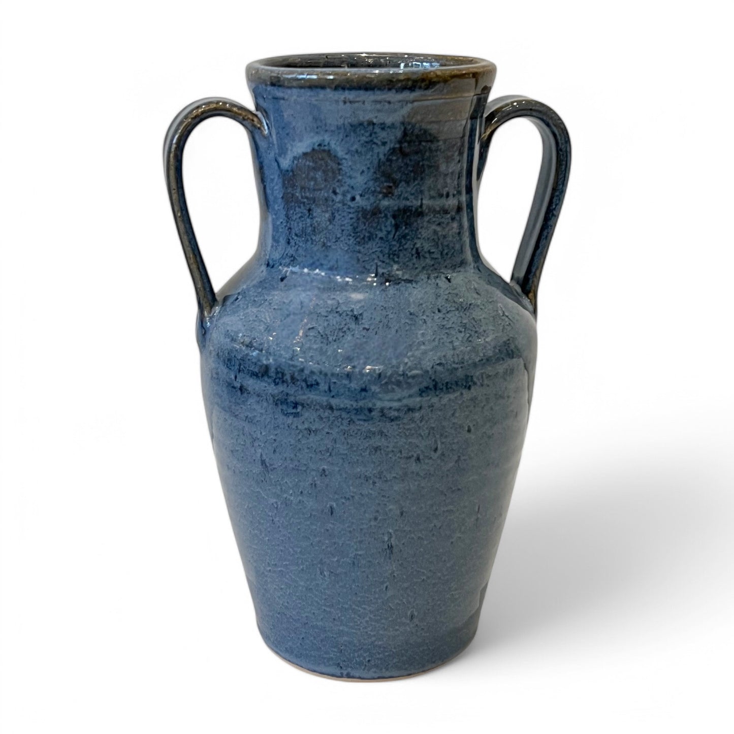 Blue Glazed Double Handle Ceramic Vase