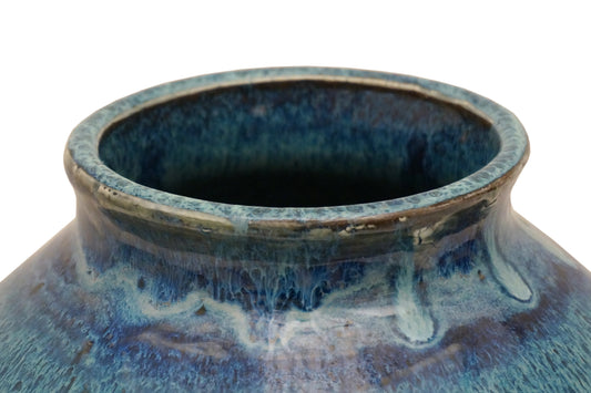 Two-Toned Blue Drip Glazed Vase